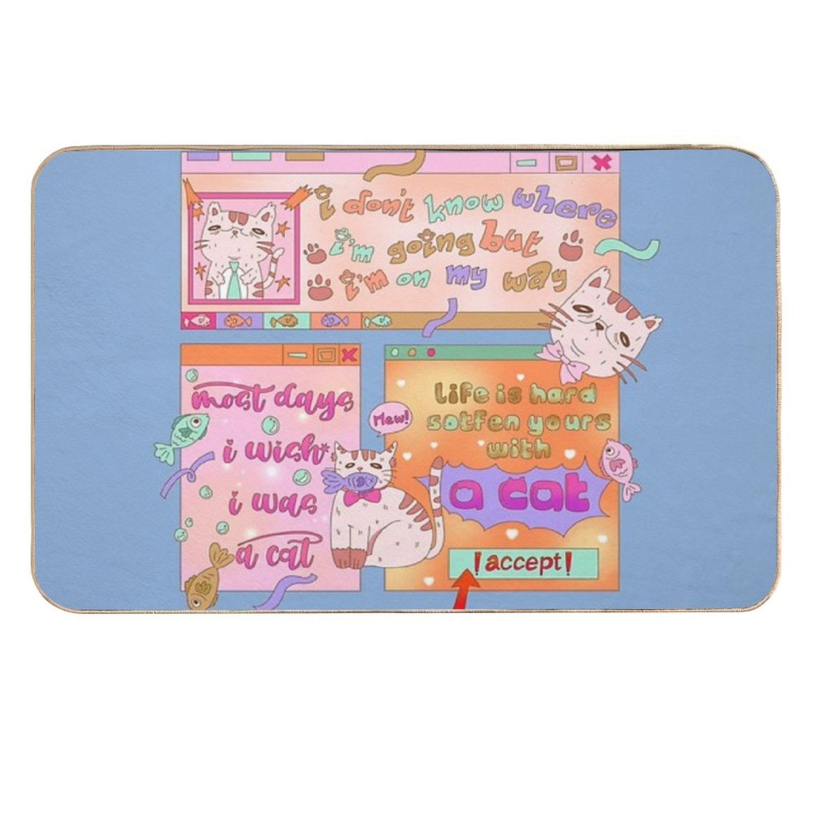 Cat Thoughts  Stain-Proof Bath Mat