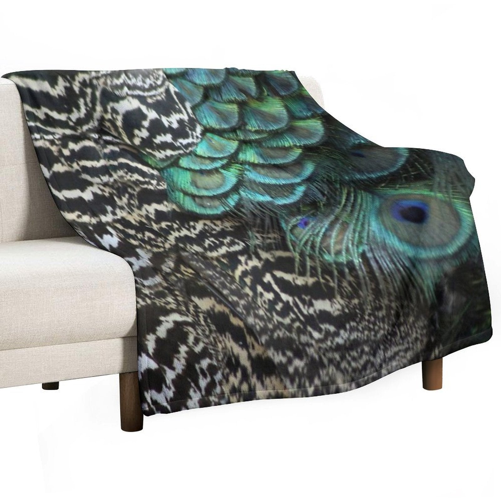 Peacock Bird Feathers Plumage Texture 1 Plush Throw Blanket