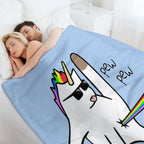 Unicorn Cat Rainbow Butt Laser Travel-friendly Throw Blanket