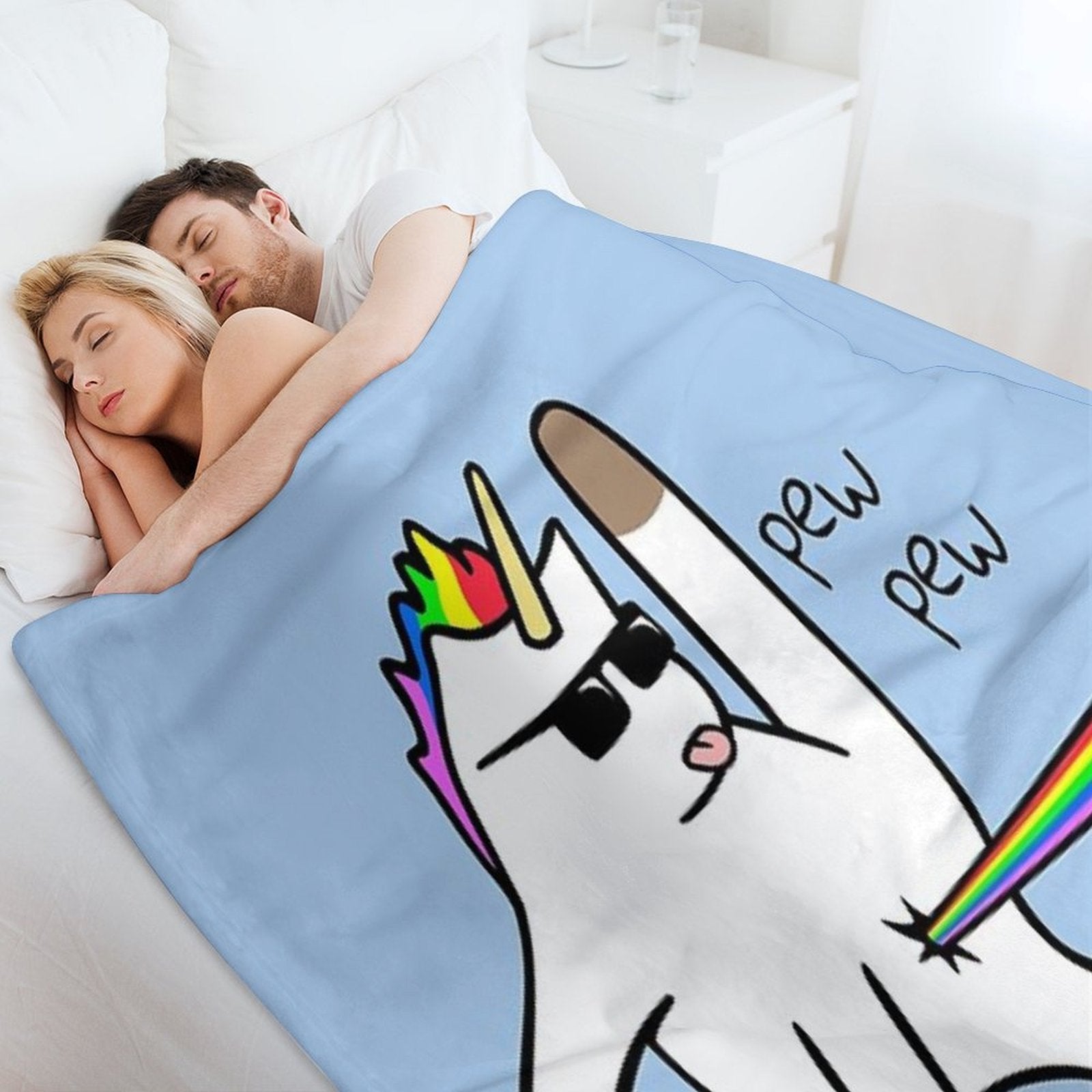 Unicorn Cat Rainbow Butt Laser Travel-friendly Throw Blanket