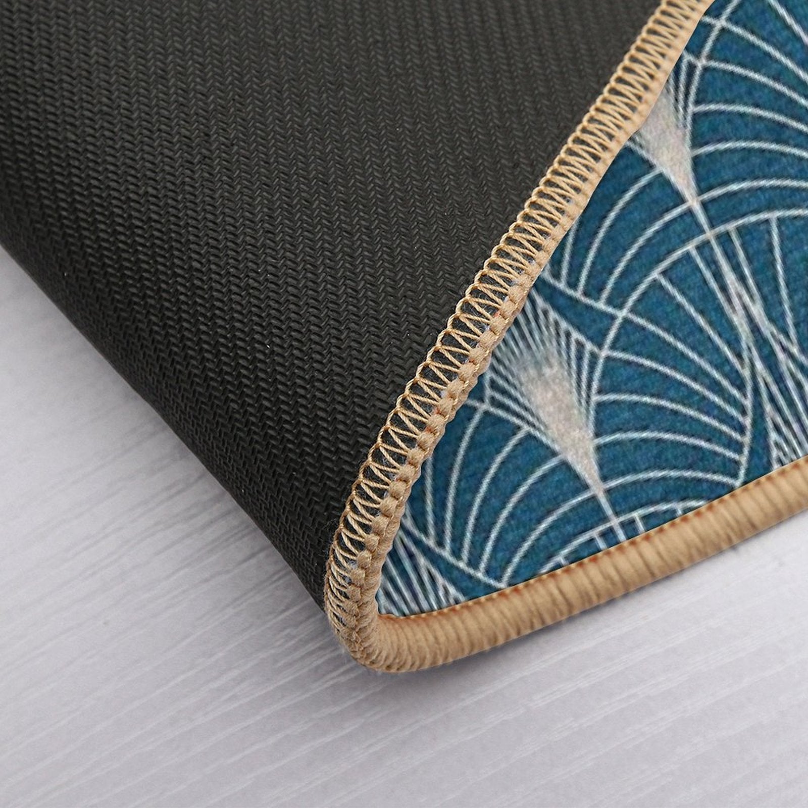 (Faux) Turquoise And (Faux) Silver Art Deco Pattern Durable Bath Mat