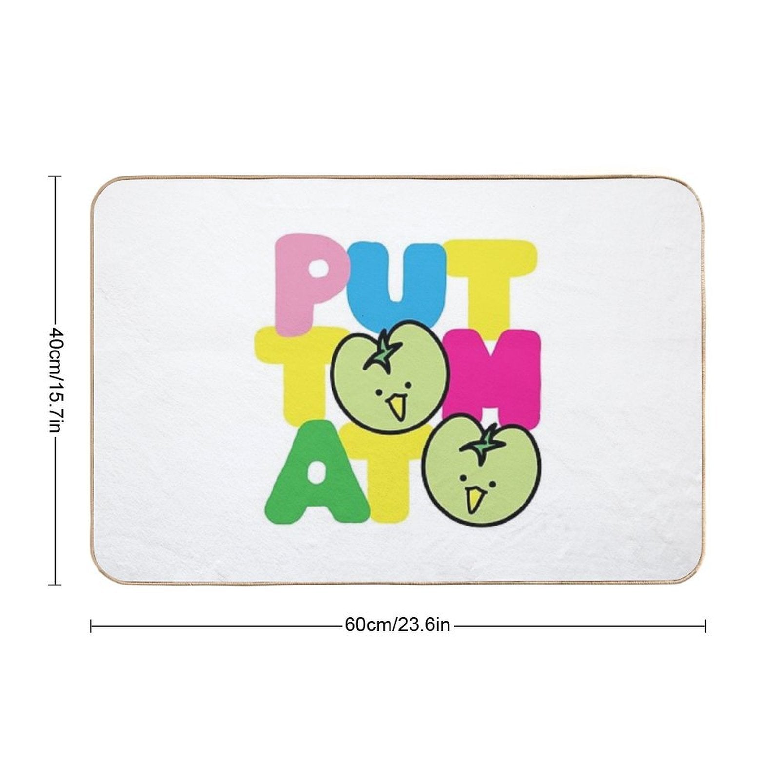 Kawaii Green Tomato Mascot No. 2  Anti-Trip Bath Mat