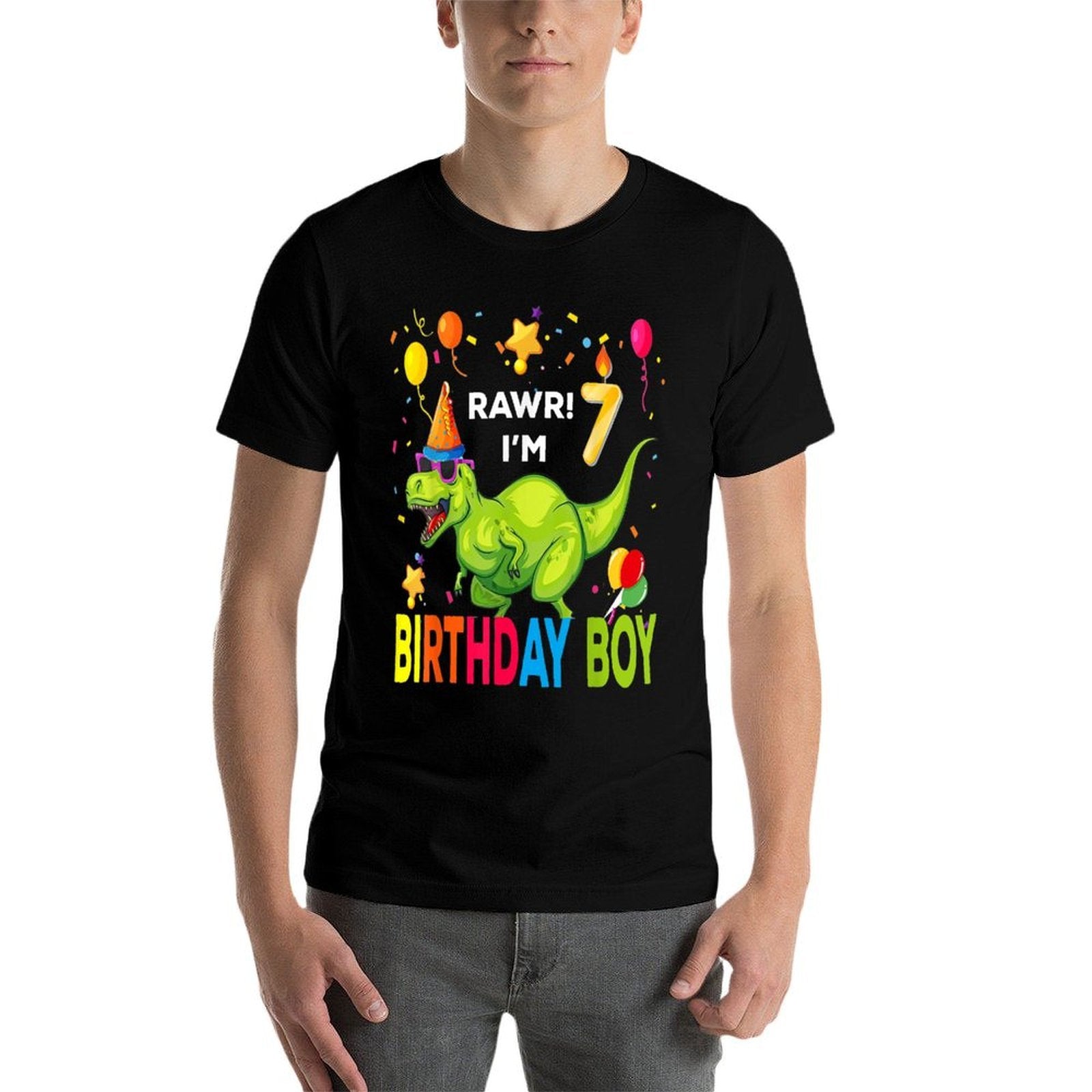 &#34;7th Birthday Dinosaur T Rex 7 Year Old Boy Kids&#34;  Eco-friendly Material T-Shirt