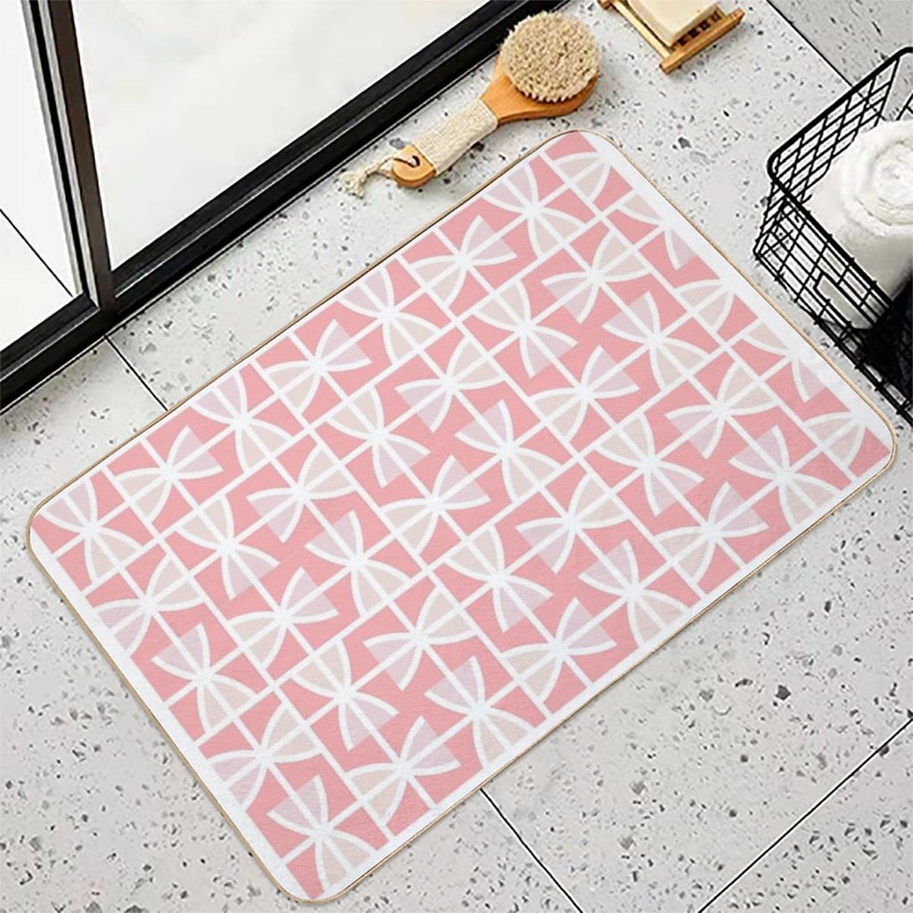 Pink Geometric Pattern.  Versatile Bath Mat