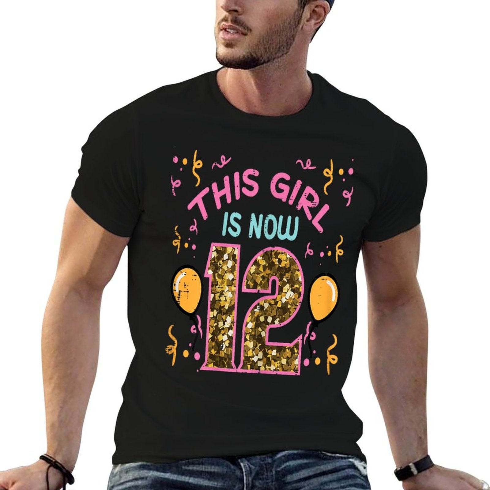 12th Birthday This Girl Is Now 12 Twelve Year Old Bday Girls  Oversized Silhouette T-Shirt