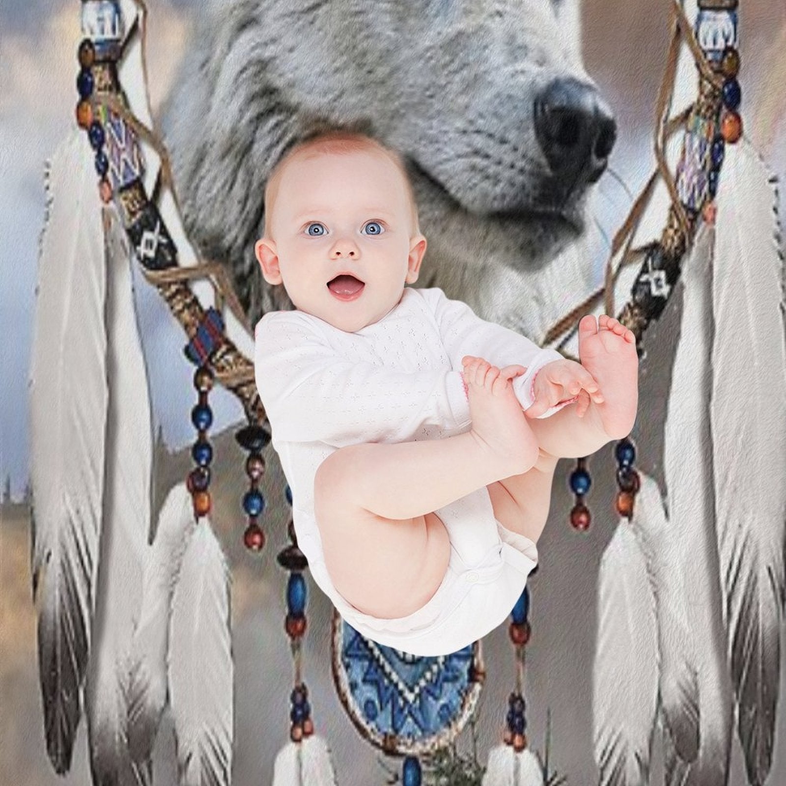 Wolf, Bear And Dream Catcher Anti-pilling Throw Blanket