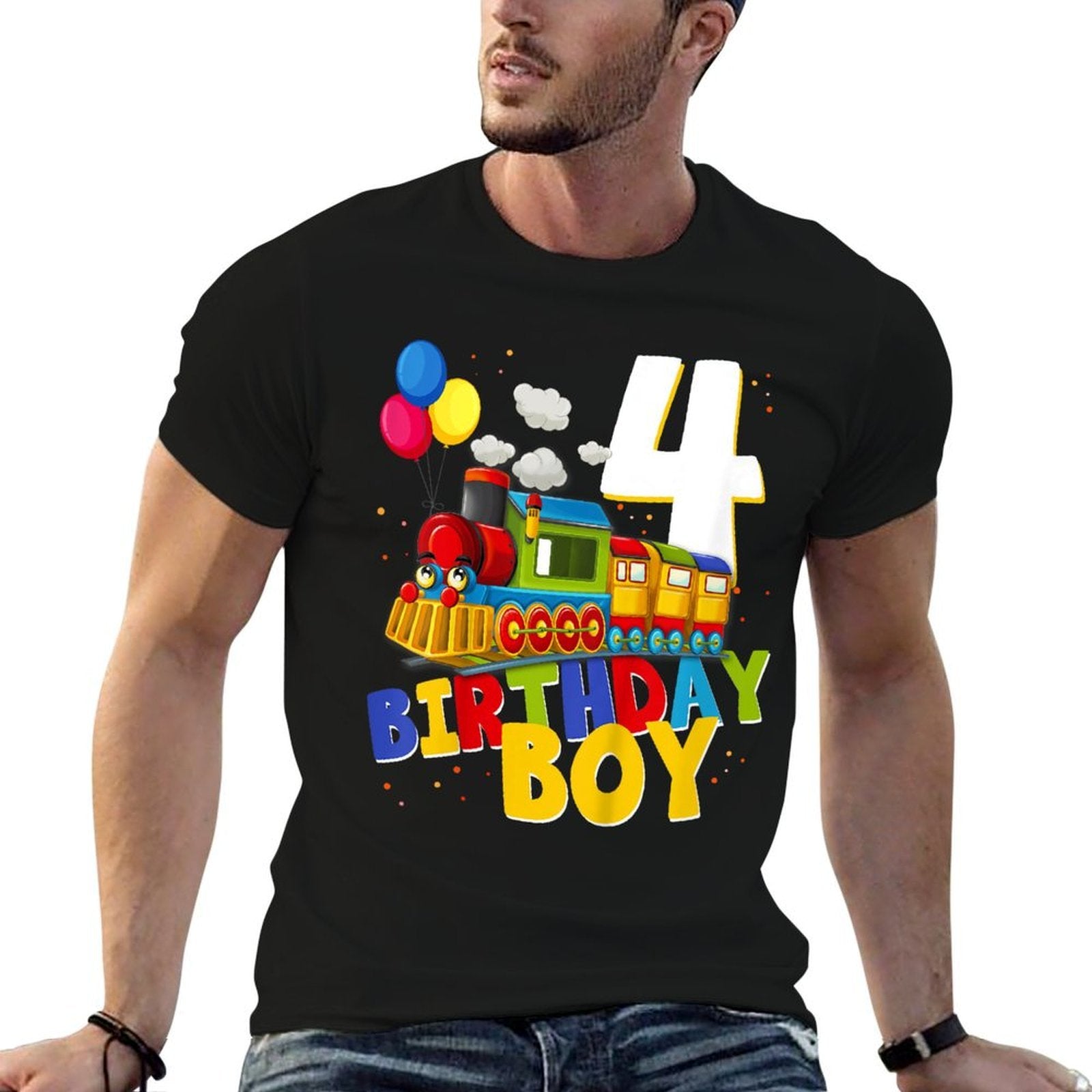 4th Birthday Train Boys Girls 4 Years Old I&#39;m Four Gift  Quick-drying T-Shirt