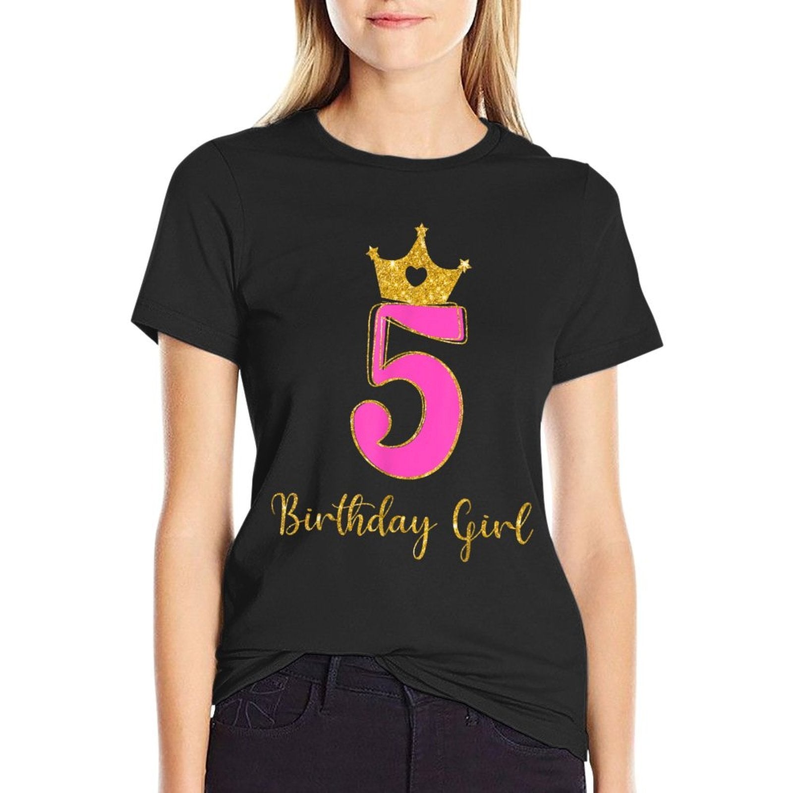 5th Birthday Girls 5 Five Year Old Fifth Birthday Party Kids  Durable T-Shirt