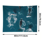 Whales in Blue - Wildlife Aerial Tapestry