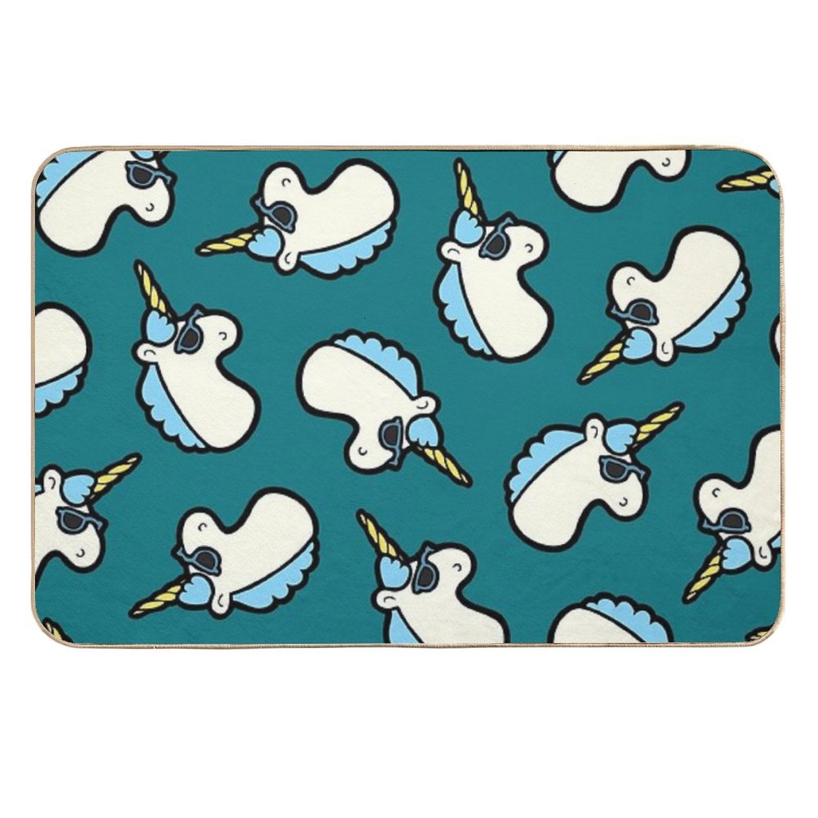 Unicorns Are Cool Pattern - Blue  Rapid-Drying Bath Mat