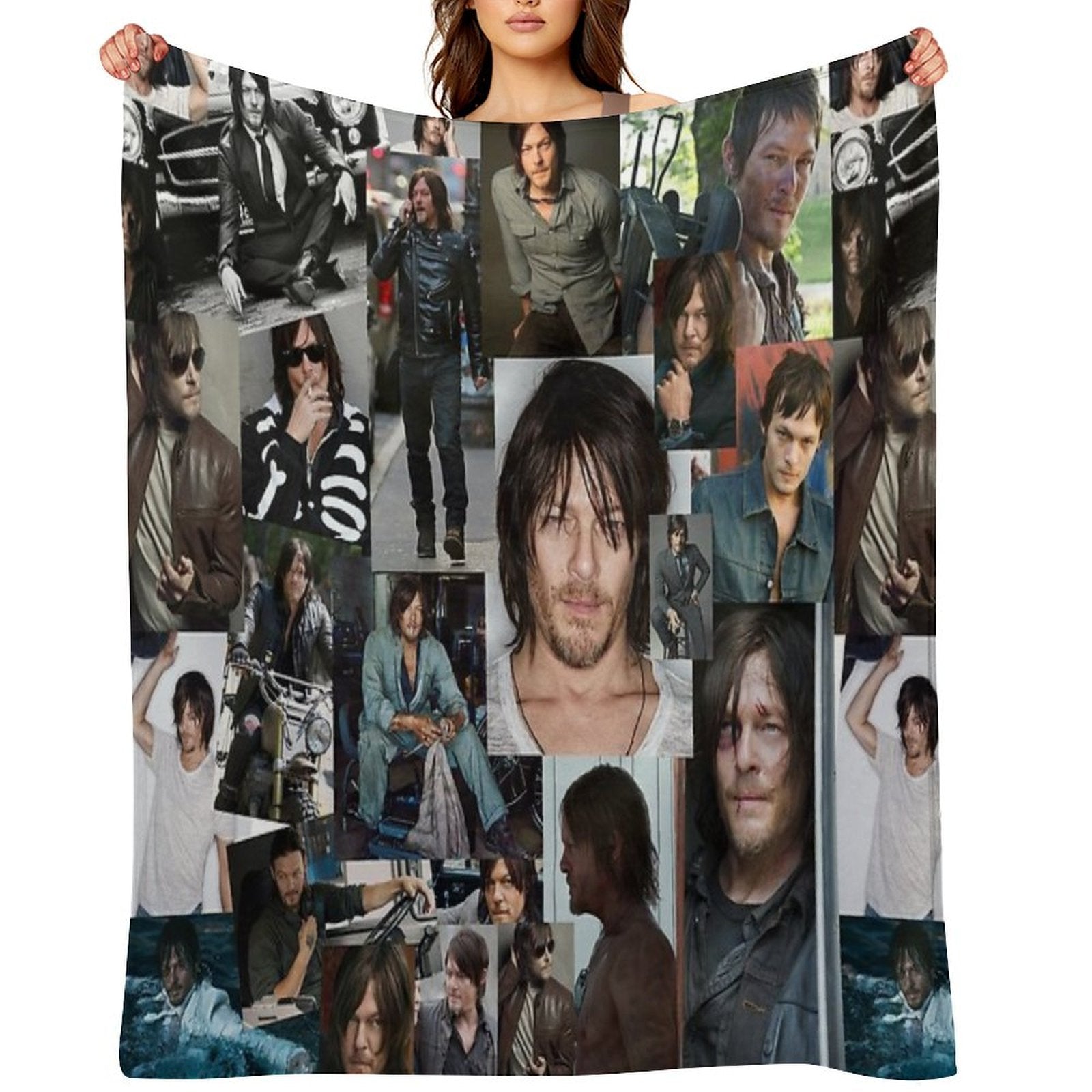 Norman Reedus Fan Made Assorted Random Photo Collage Machine-washable Throw Blanket