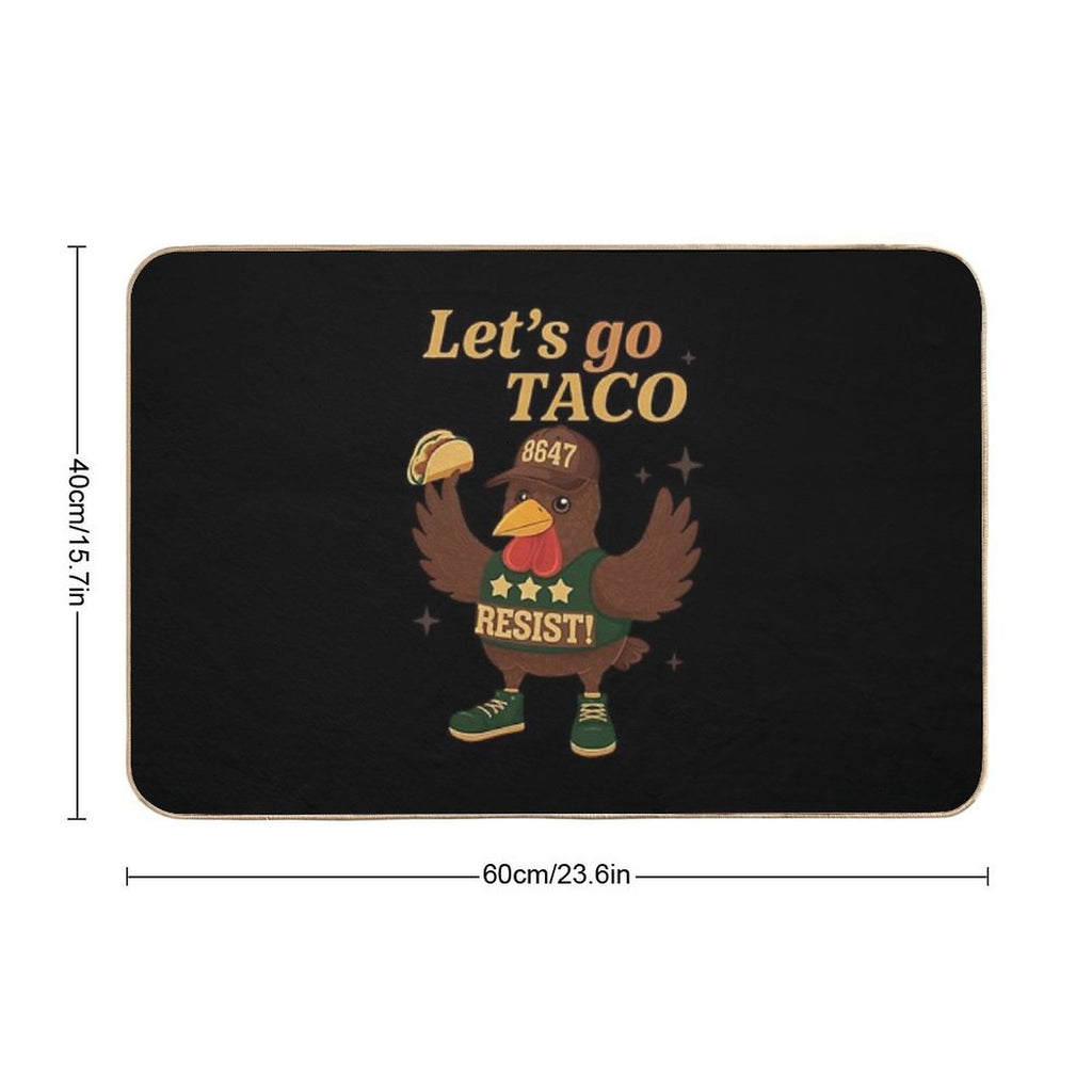 4th Of July Patriotic Lets Go USA TACOS Chicken  Non-Slip Bath Mat