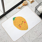 Lemon. Cute Fruit in Flat, Minimalistic Style  Stain-Proof Bath Mat