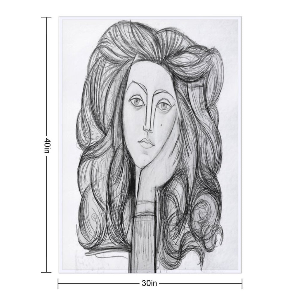 FRANCOISE 1946  Vintage Abstract Charcoal Print All-season Throw Blanket