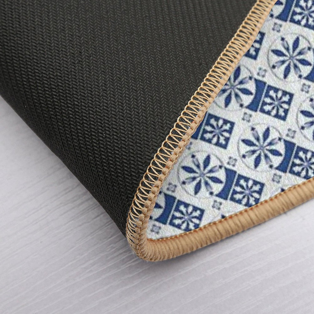Blue Floral Portuguese Tile  Pet-Safe Bath Mat