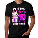 10th Birthday, Girl 10 Year, Cat, Number 10  Versatile T-Shirt