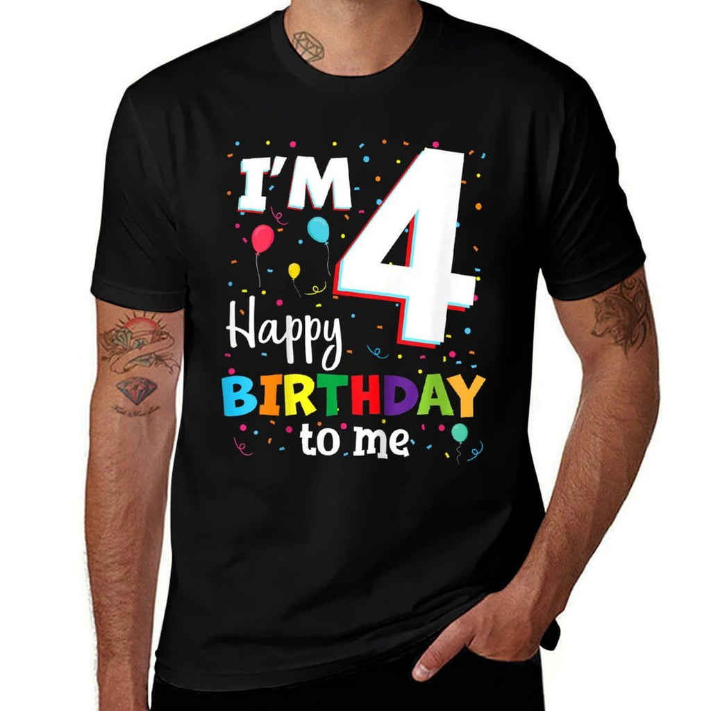 Kids Four 4th Birthday Happy Birthday Boys Girls 4 Years Old 4yr  Stretchy T-Shirt