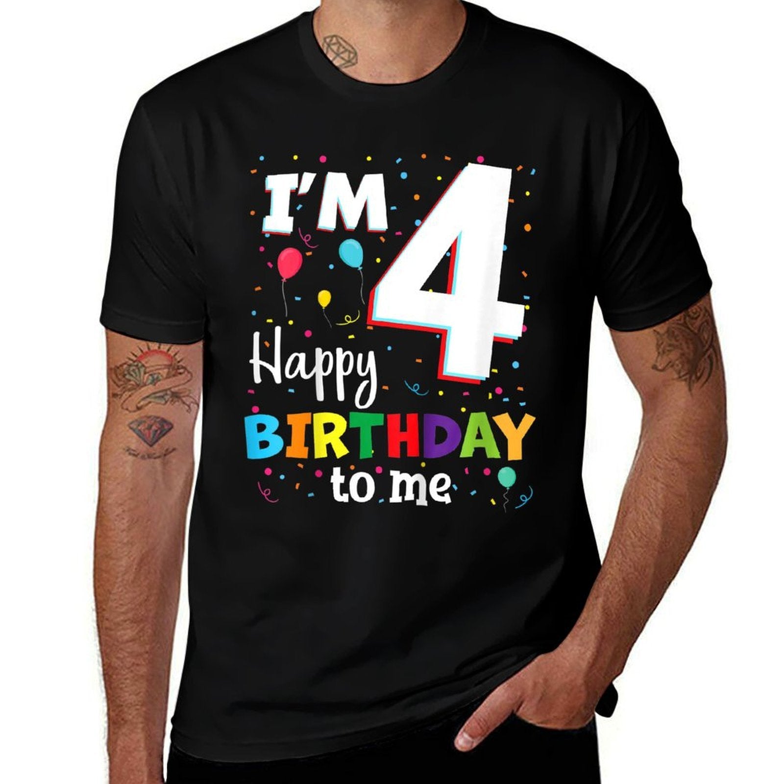 Kids Four 4th Birthday Happy Birthday Boys Girls 4 Years Old 4yr  Stretchy T-Shirt