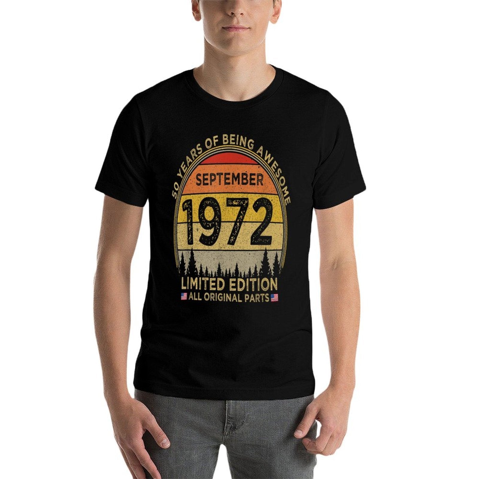 50th Birthday September 1972 Limited Edition Patriotic  Tagless Design T-Shirt