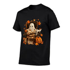 Vintage Ghost Book Reading Pumpkin Gothic Halloween Teachers  Classic T-Shirt