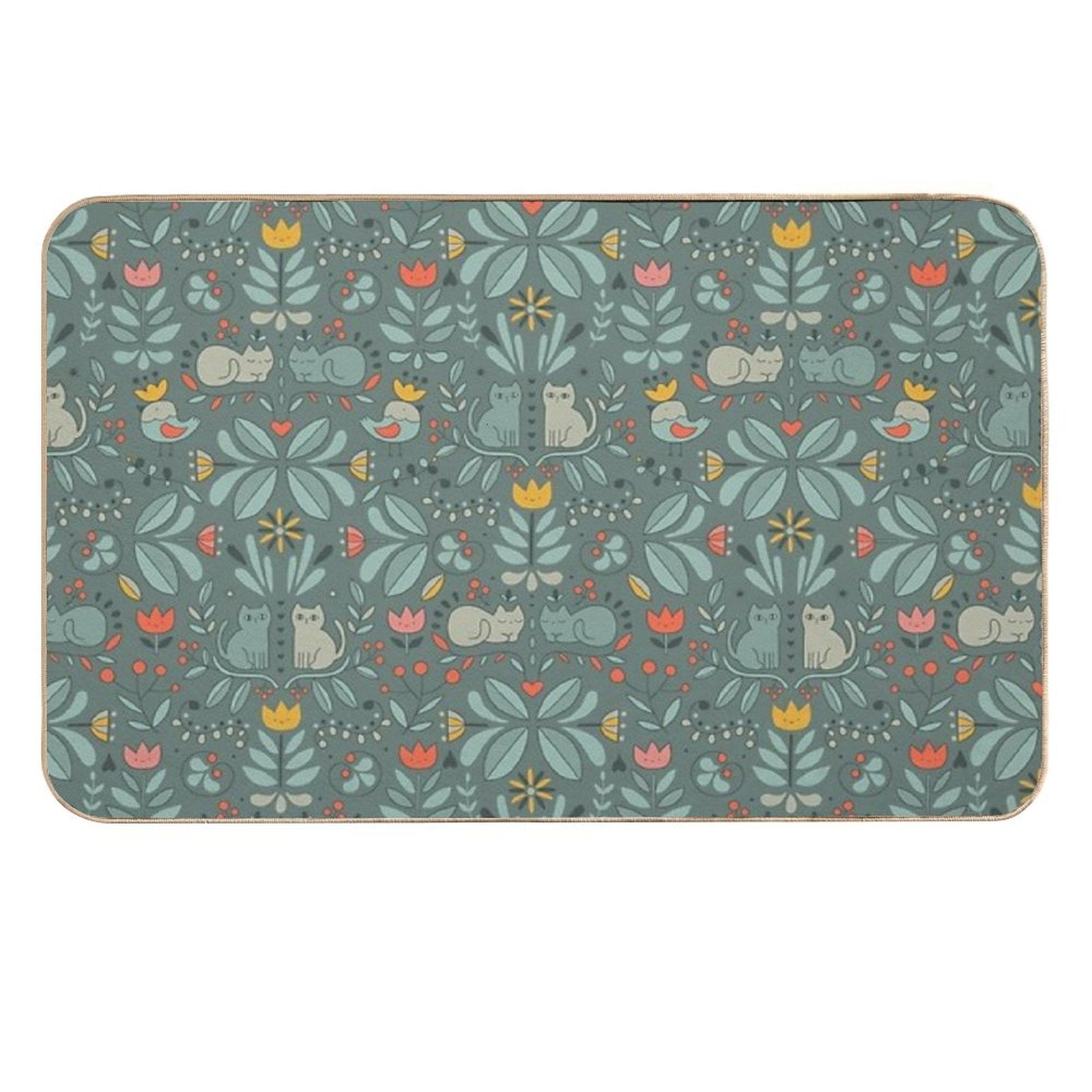 Swedish Folk Cats  Eco-Friendly Bath Mat