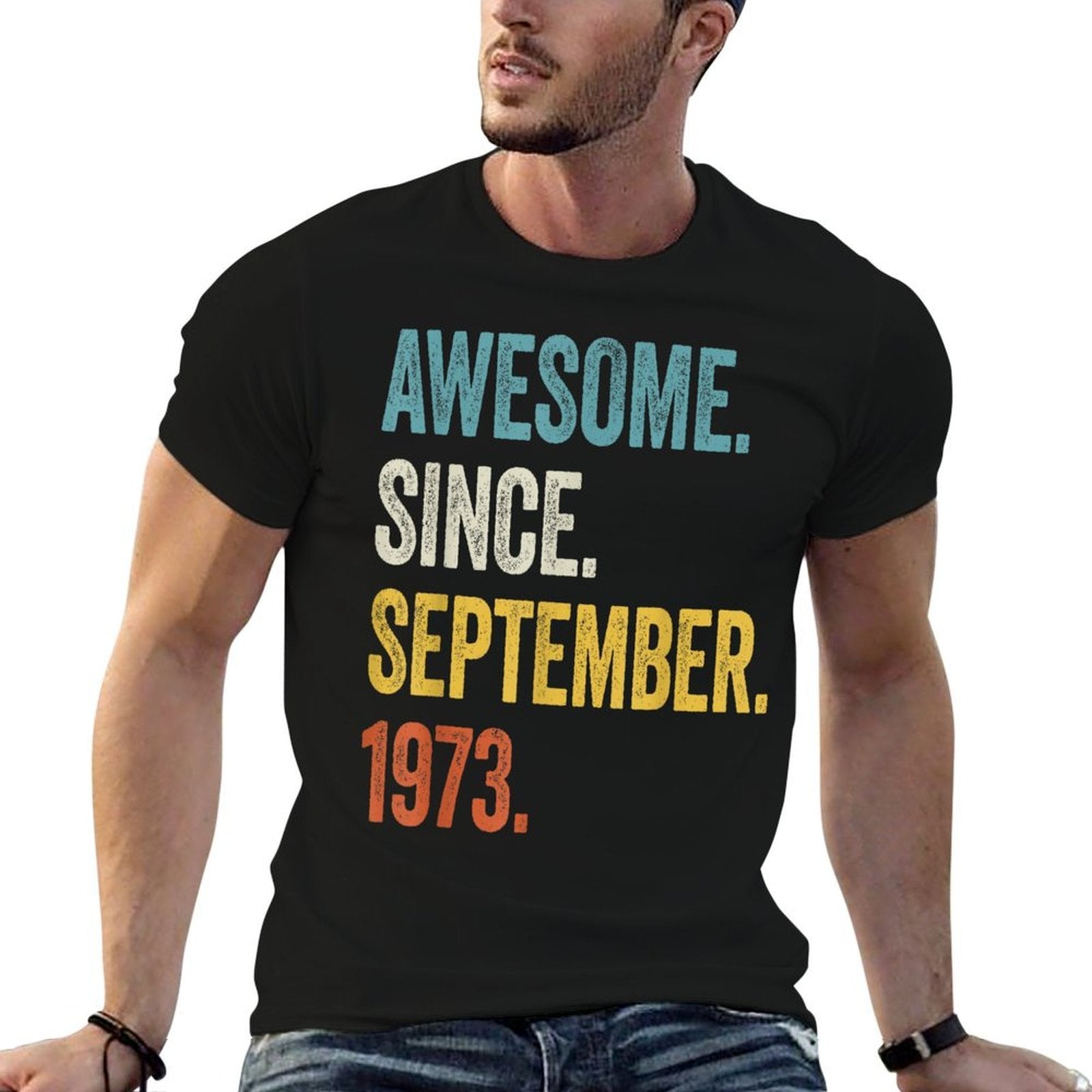50 Years Old Awesome Since September 1973 50th Birthday  Vintage-inspired T-Shirt