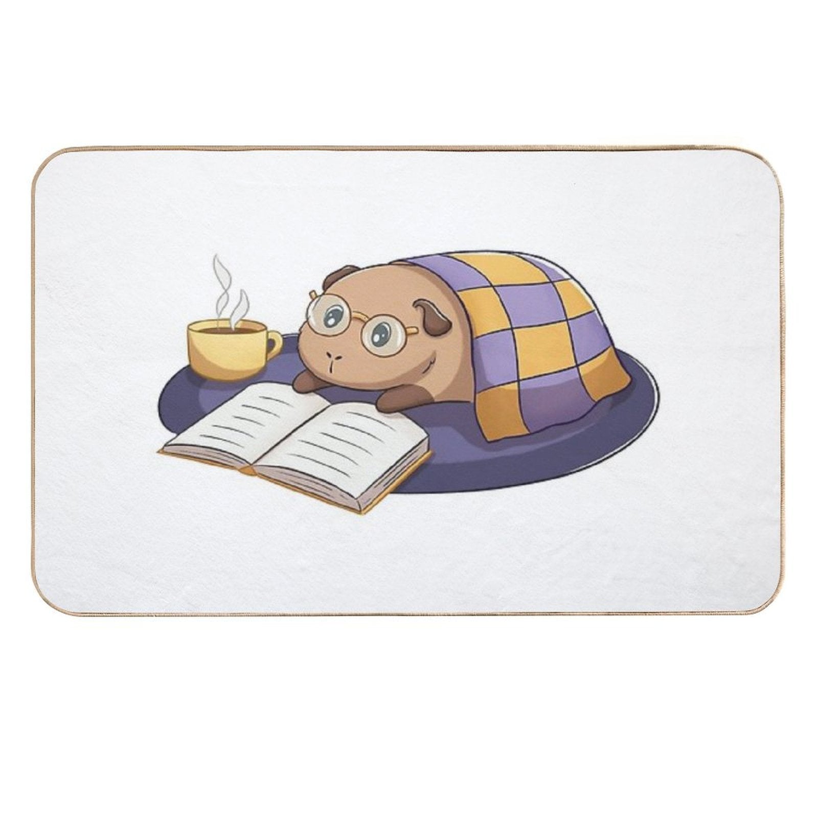 Guinea Pig Reading A Book  Easy To Clean Bath Mat