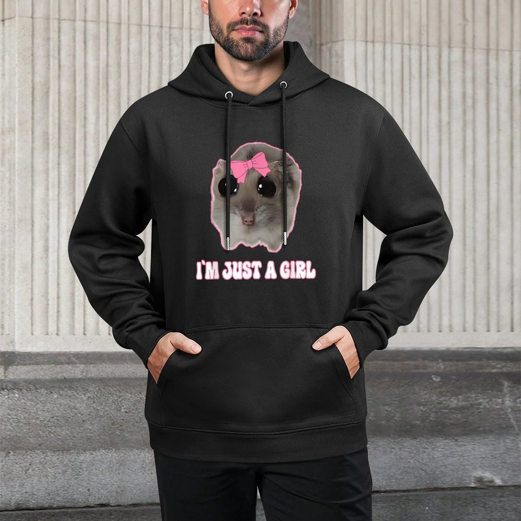 Sad Hamster Meme - Im Just A Girl Funny Hamster Kangaroo Pocket Hoodie