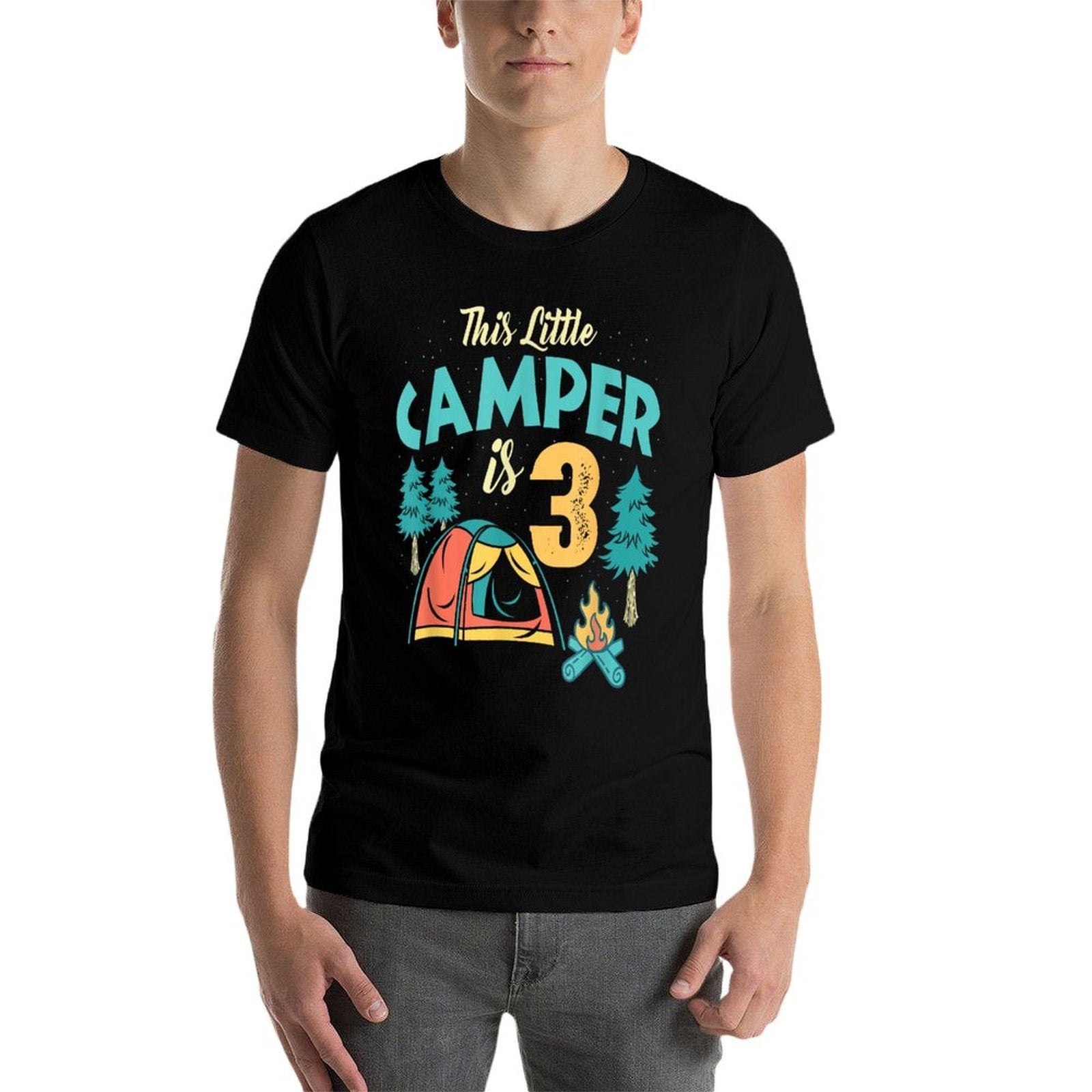 3rd Birthday This Little Camper Is 3 Years Old Bday  Trendy Pattern T-Shirt