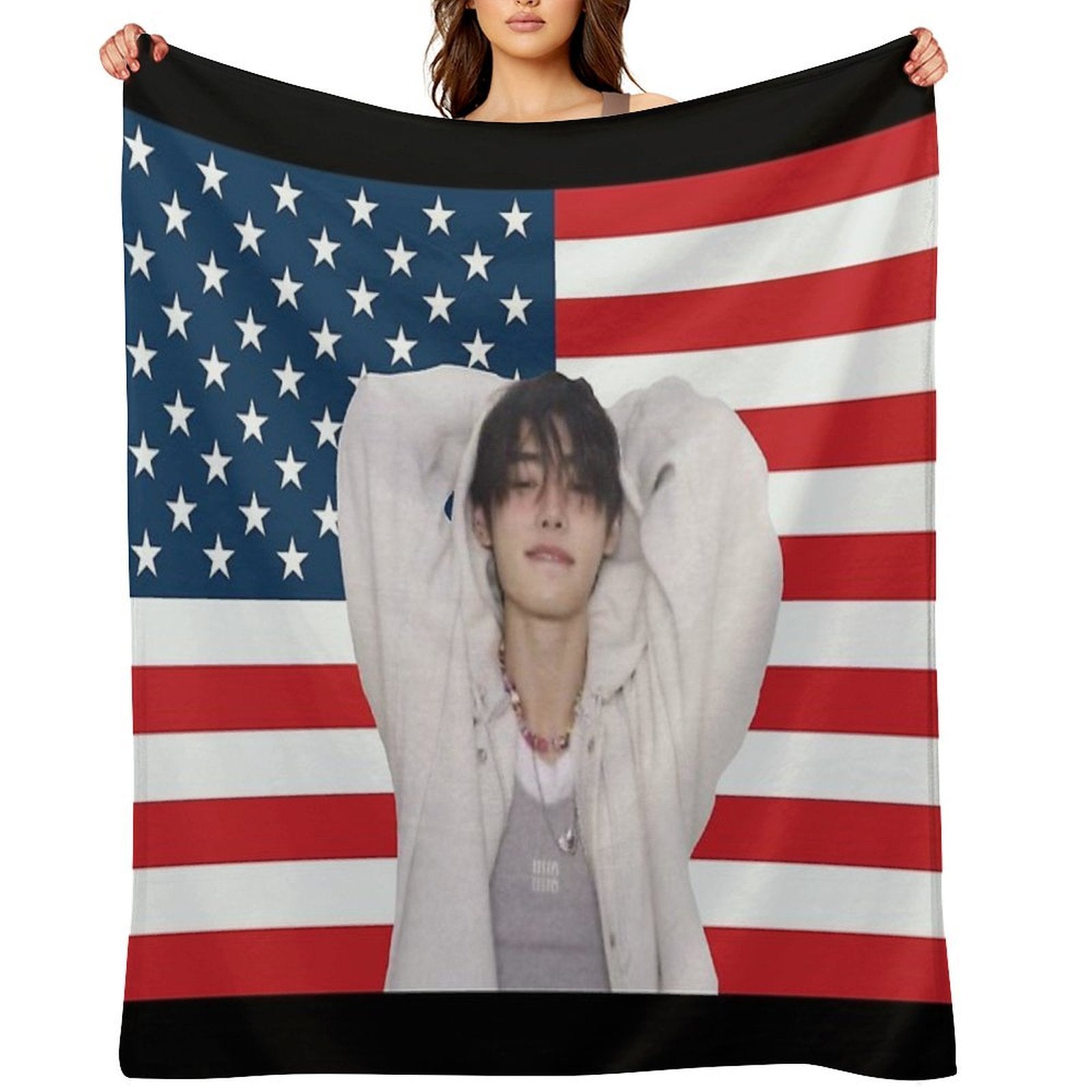 Park Sunghoon U.s American Flag Durable Throw Blanket