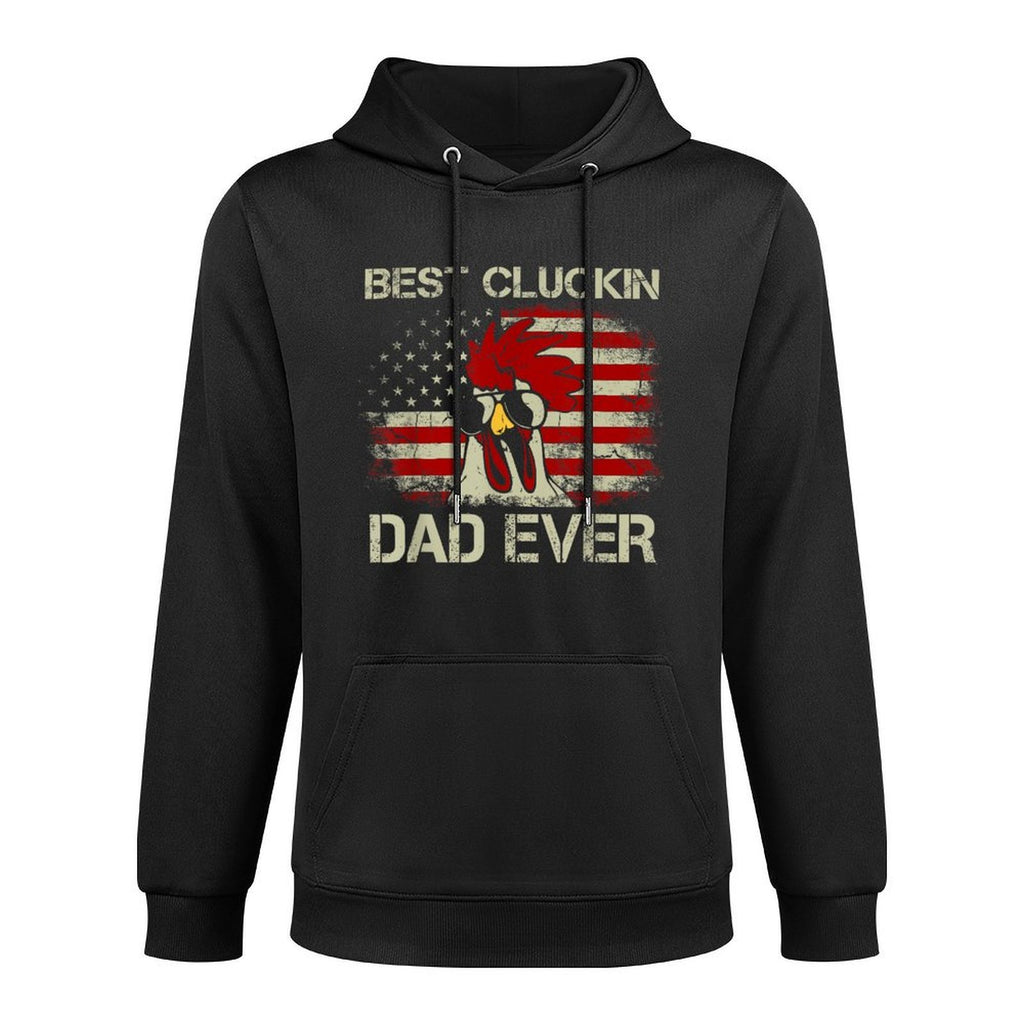 Best Cluckin Dad Ever American Chicken Dad 4th of July Shape Retention Hoodie