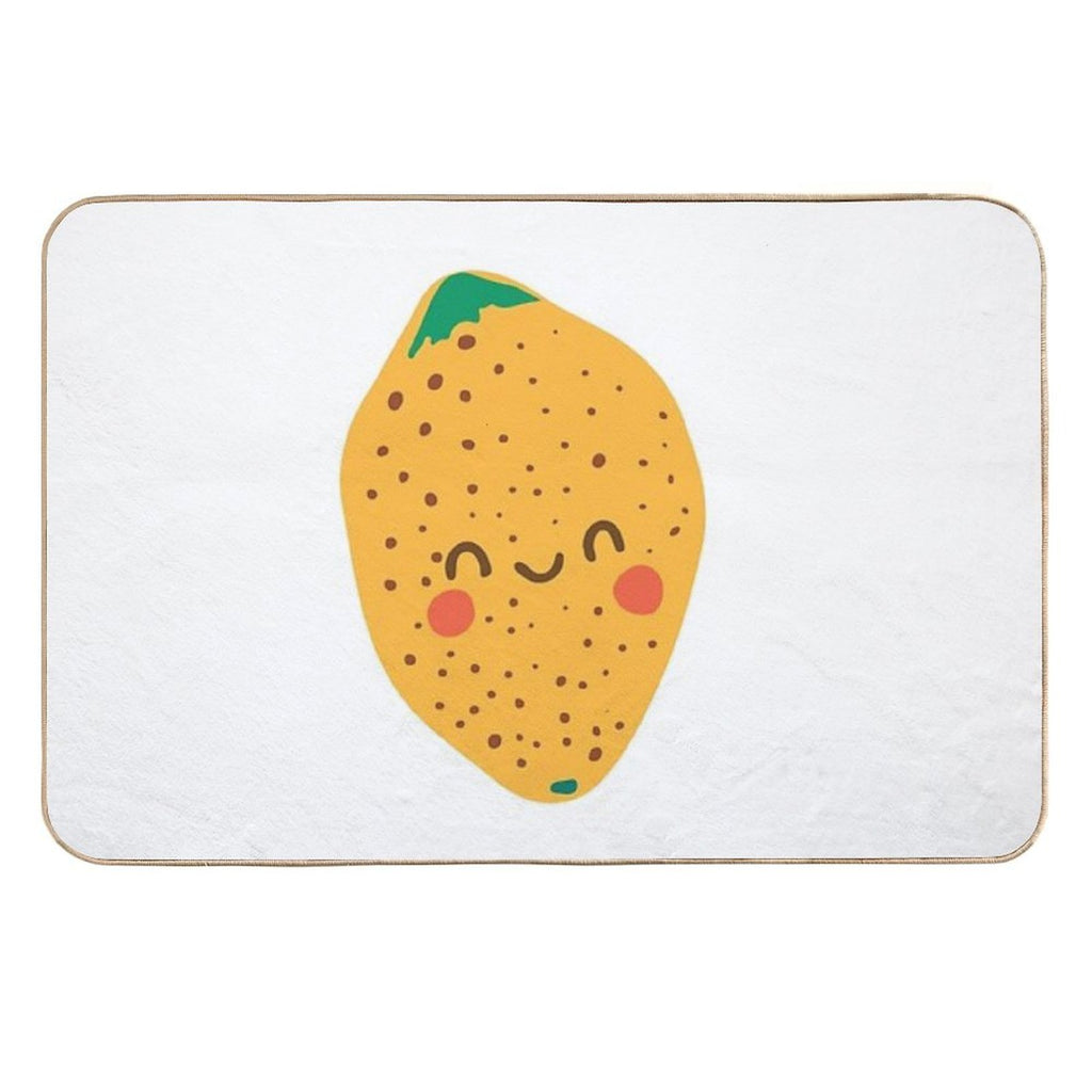 Lemon. Cute Fruit in Flat, Minimalistic Style  Stain-Proof Bath Mat