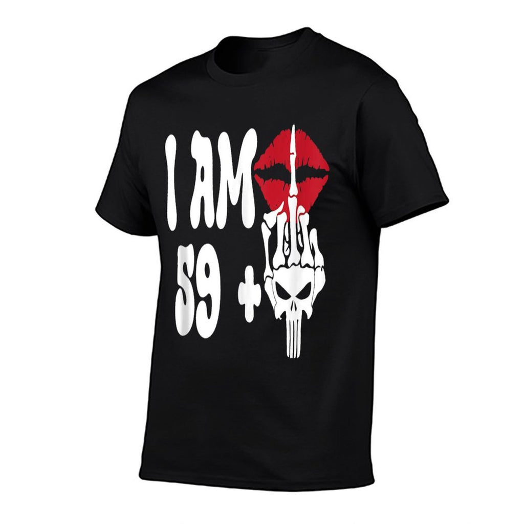 I Am 59 Plus One Middle Finger Skeleton Funny 50th Birthday  Breathable T-Shirt