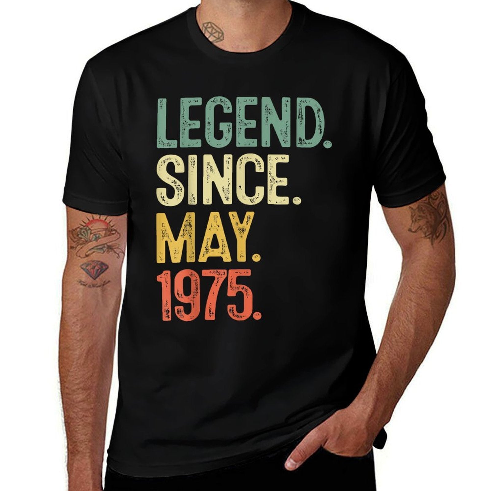 50 Years Old Gifts Legend May 1975 50th Birthday Men Women  Vintage-inspired T-Shirt