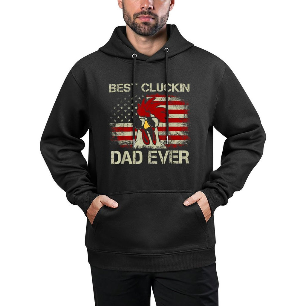 Best Cluckin Dad Ever American Chicken Dad 4th of July Shape Retention Hoodie