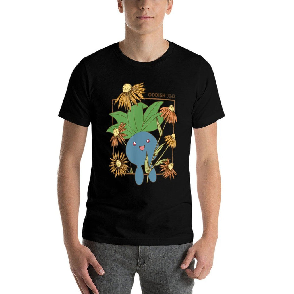 Pokémon Oddish 0043 Happy Jumping Floral Portrait  Stretchy T-Shirt