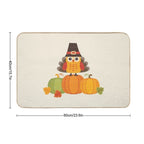 Thanksgiving Owl in Turkey Costume on Pumpkins  Absorbent Bath Mat