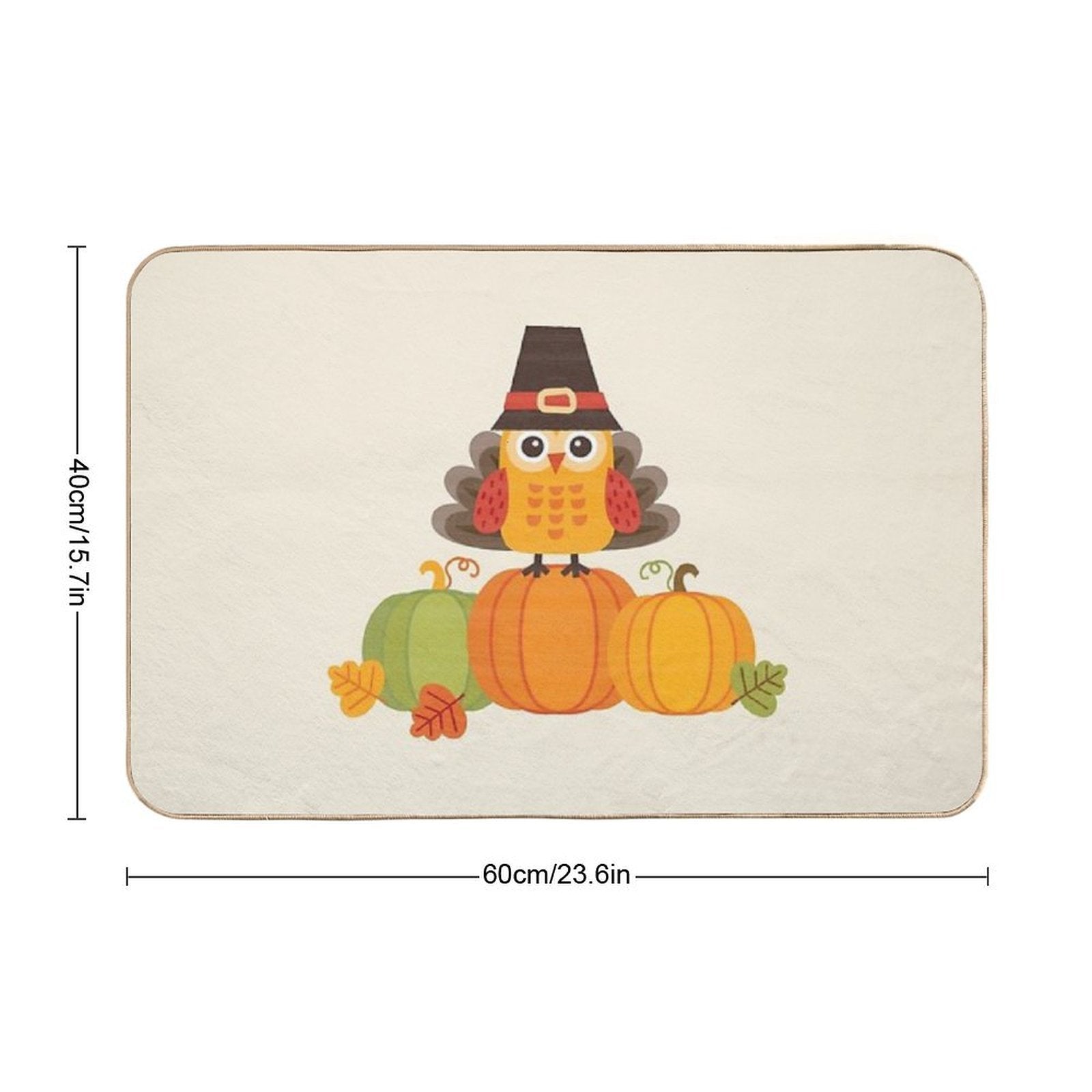 Thanksgiving Owl in Turkey Costume on Pumpkins  Absorbent Bath Mat
