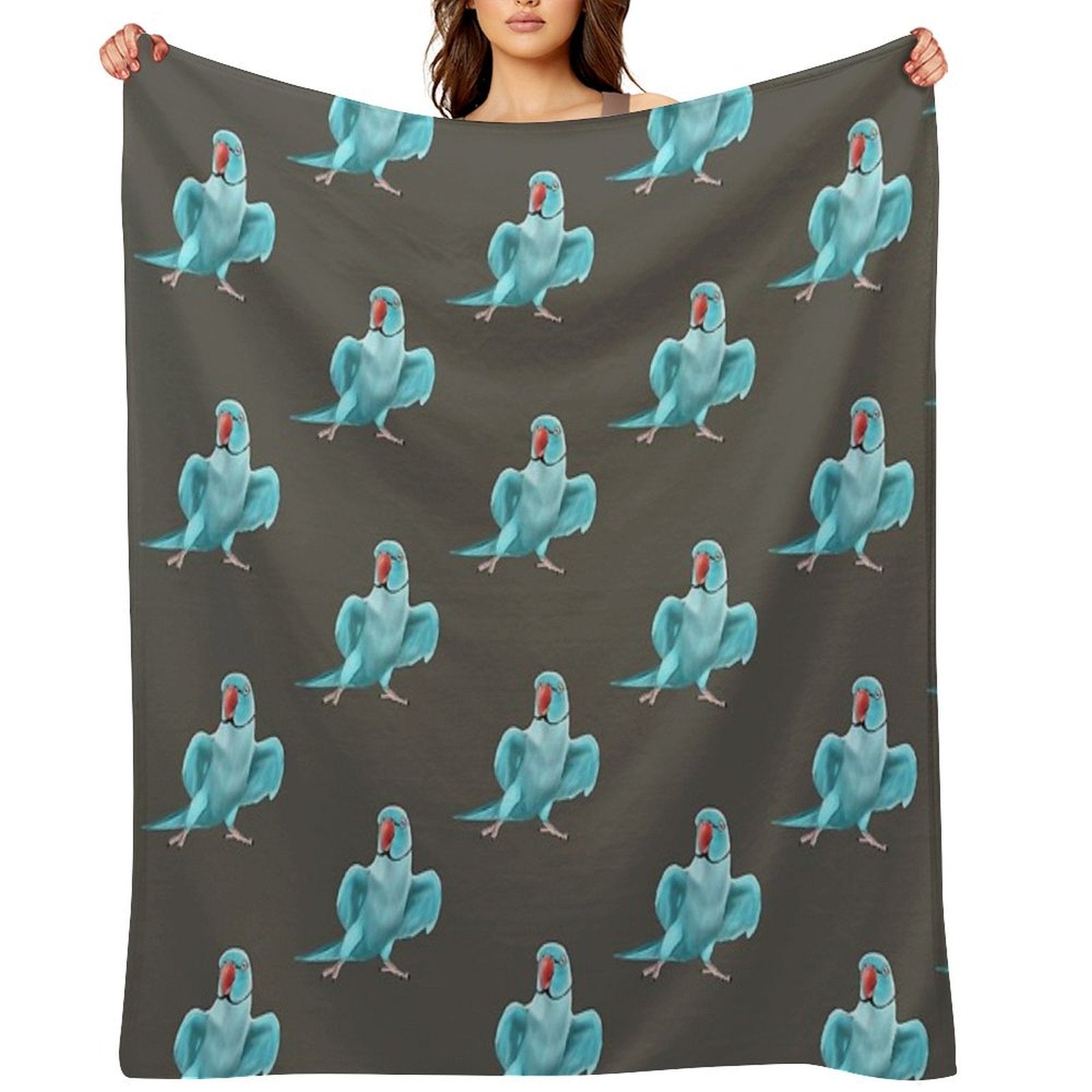 Blue Indian Ringneck Parrot Durable Throw Blanket