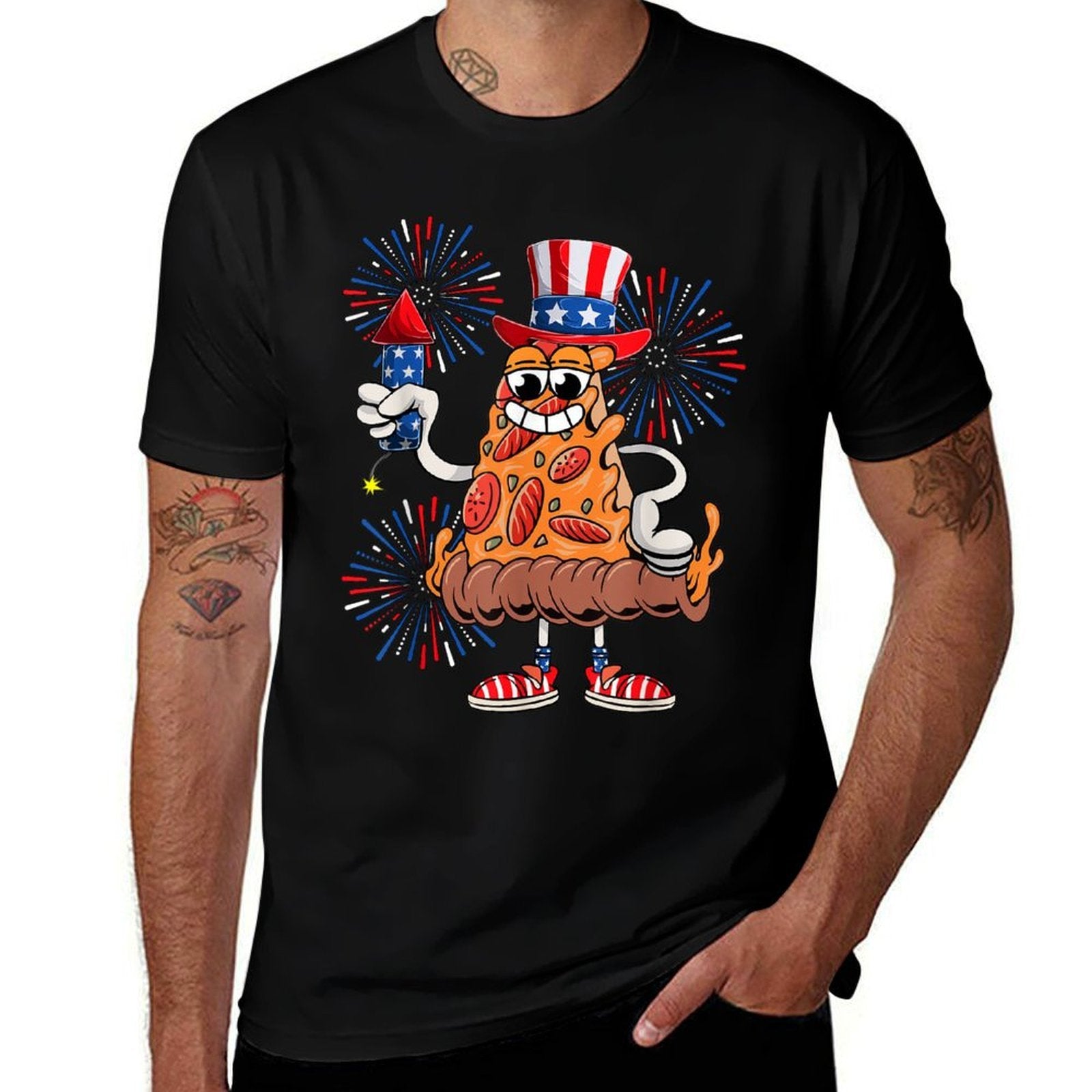 4th Of July Pizza Proud Fireworks Matching Food Lover  Soft T-Shirt
