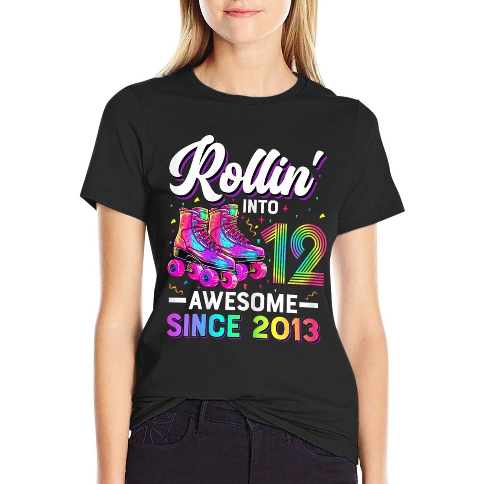 12th Birthday Girl 12 Year Old Roller Skate Skating  Eco-friendly Material T-Shirt