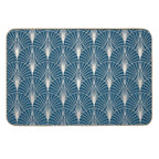 (Faux) Turquoise And (Faux) Silver Art Deco Pattern Durable Bath Mat