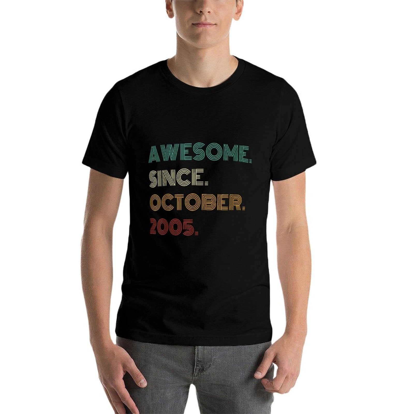 20 Years Old Awesome Since October 2005 20th Birthday  Cotton T-Shirt