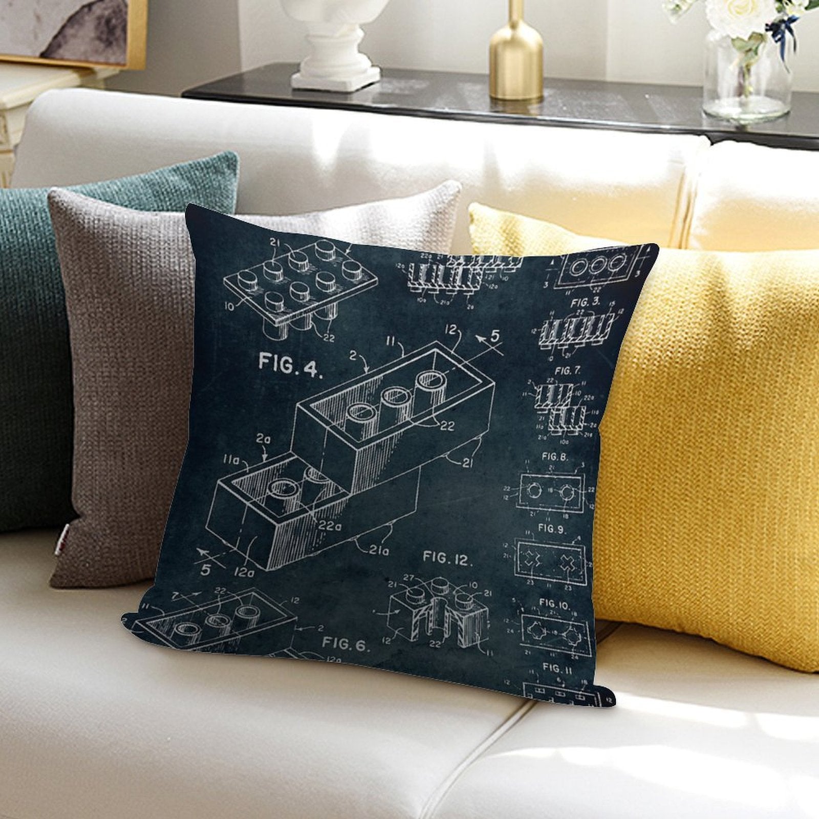 1958 Toy Building Brick Soft Washable Throw Pillow
