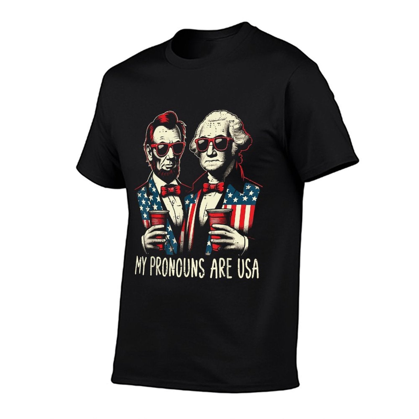 4th Of July Lincoln Washington Funny American Men Women Kids Comfortable T-Shirt