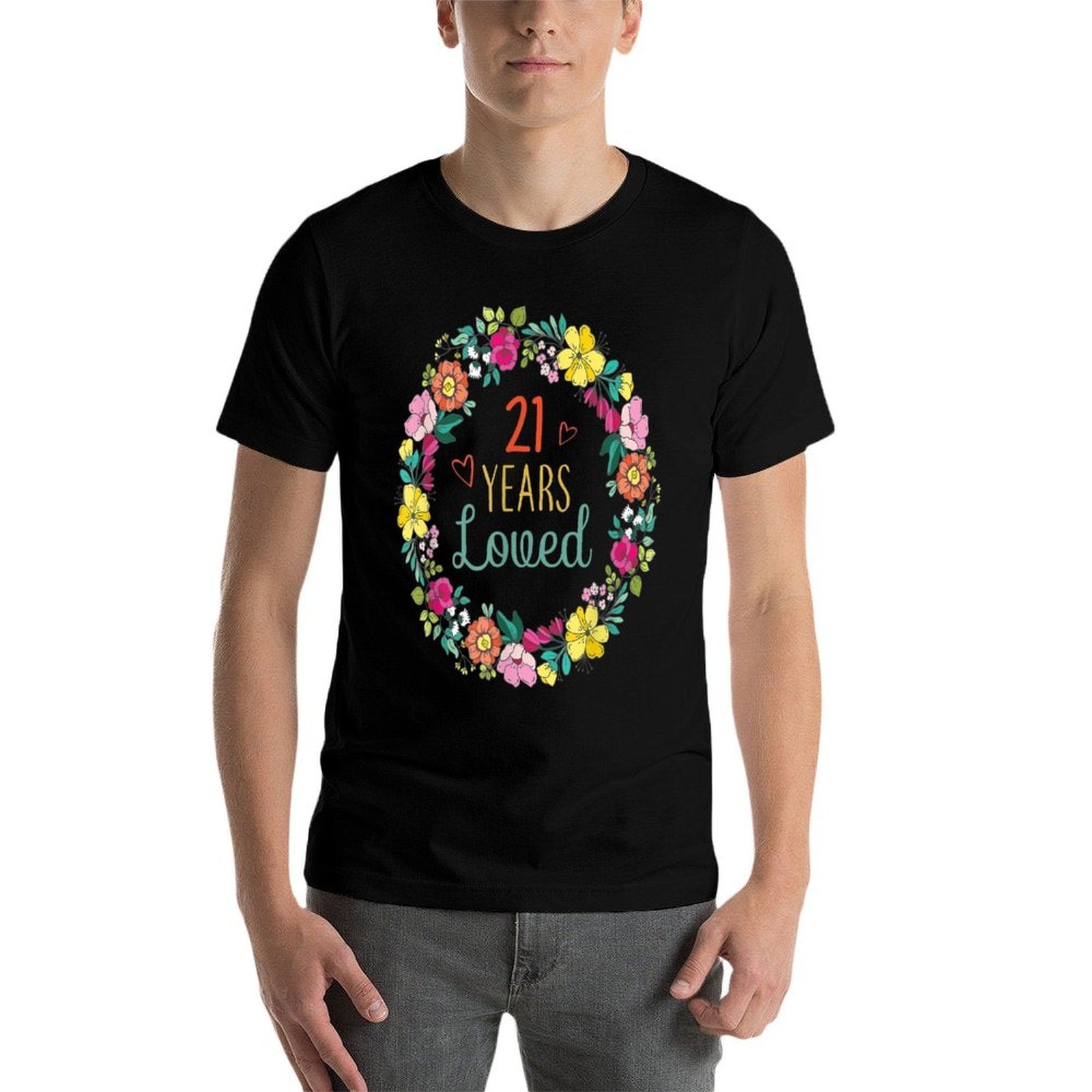 21 Years Loved Cool Flowers Pattern Daughter 21st Birthday  Easy-care T-Shirt