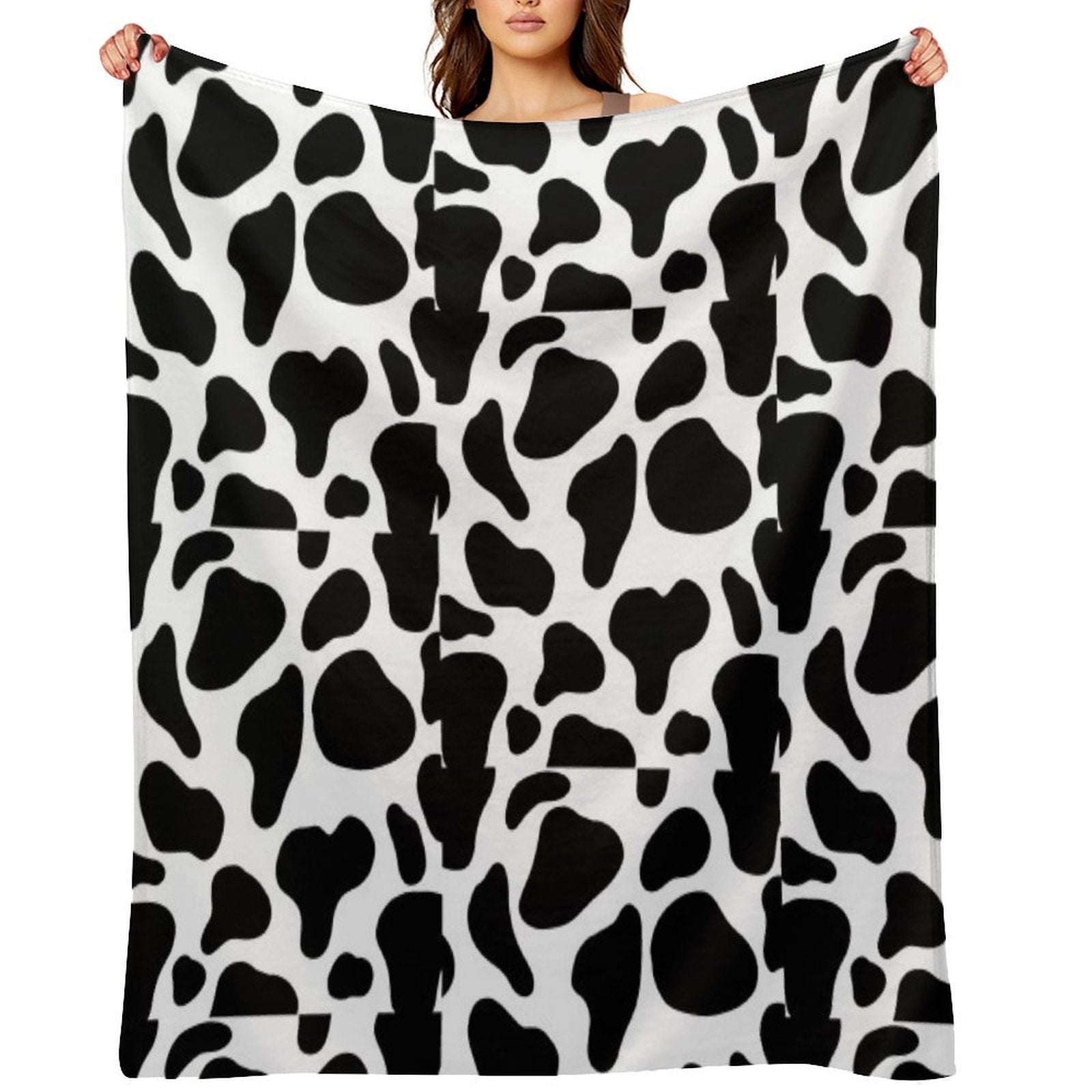 Cow Print Compact Throw Blanket