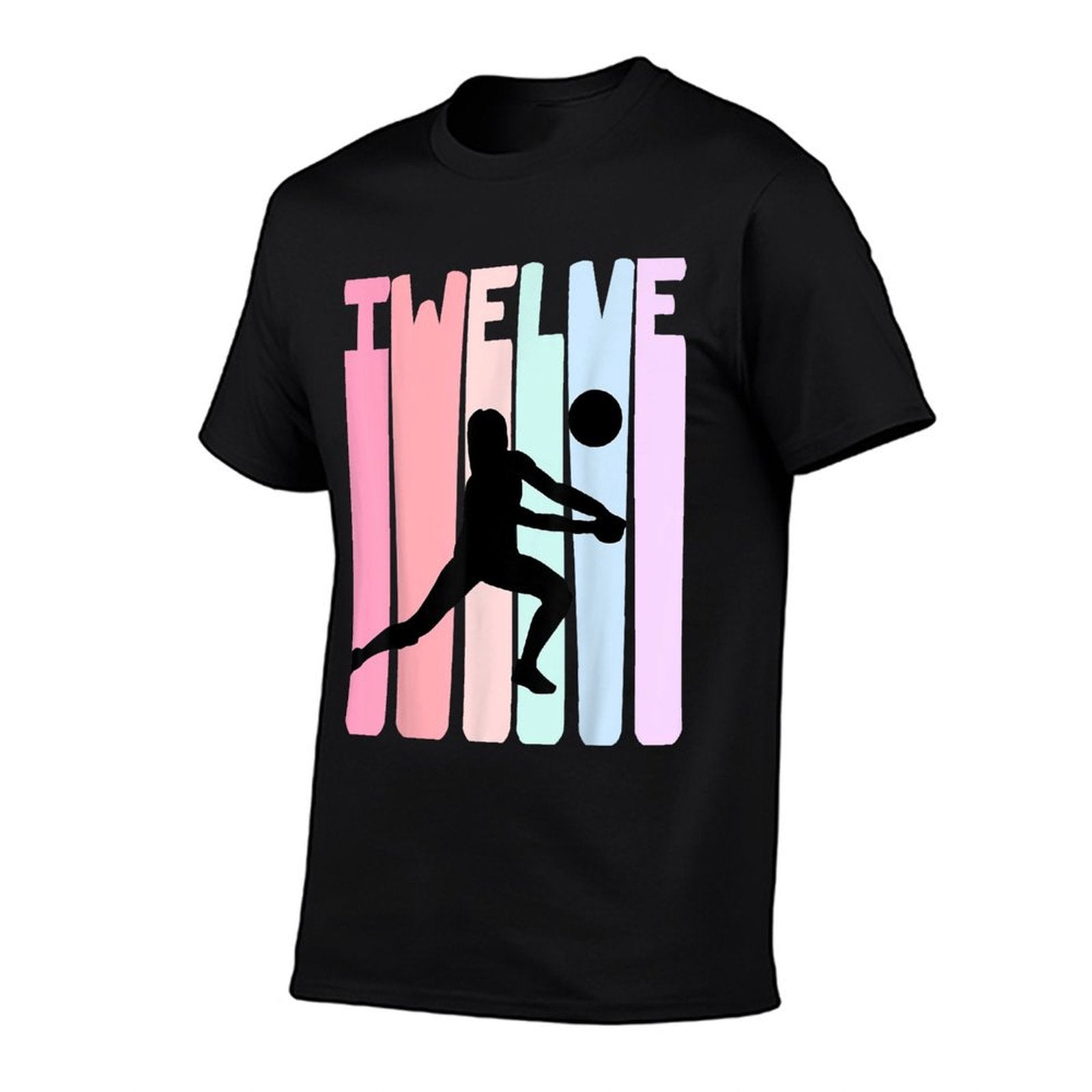 12th Birthday Retro Volleyball Girl Player 12 Years Old Kids  Rolled Sleeves T-Shirt