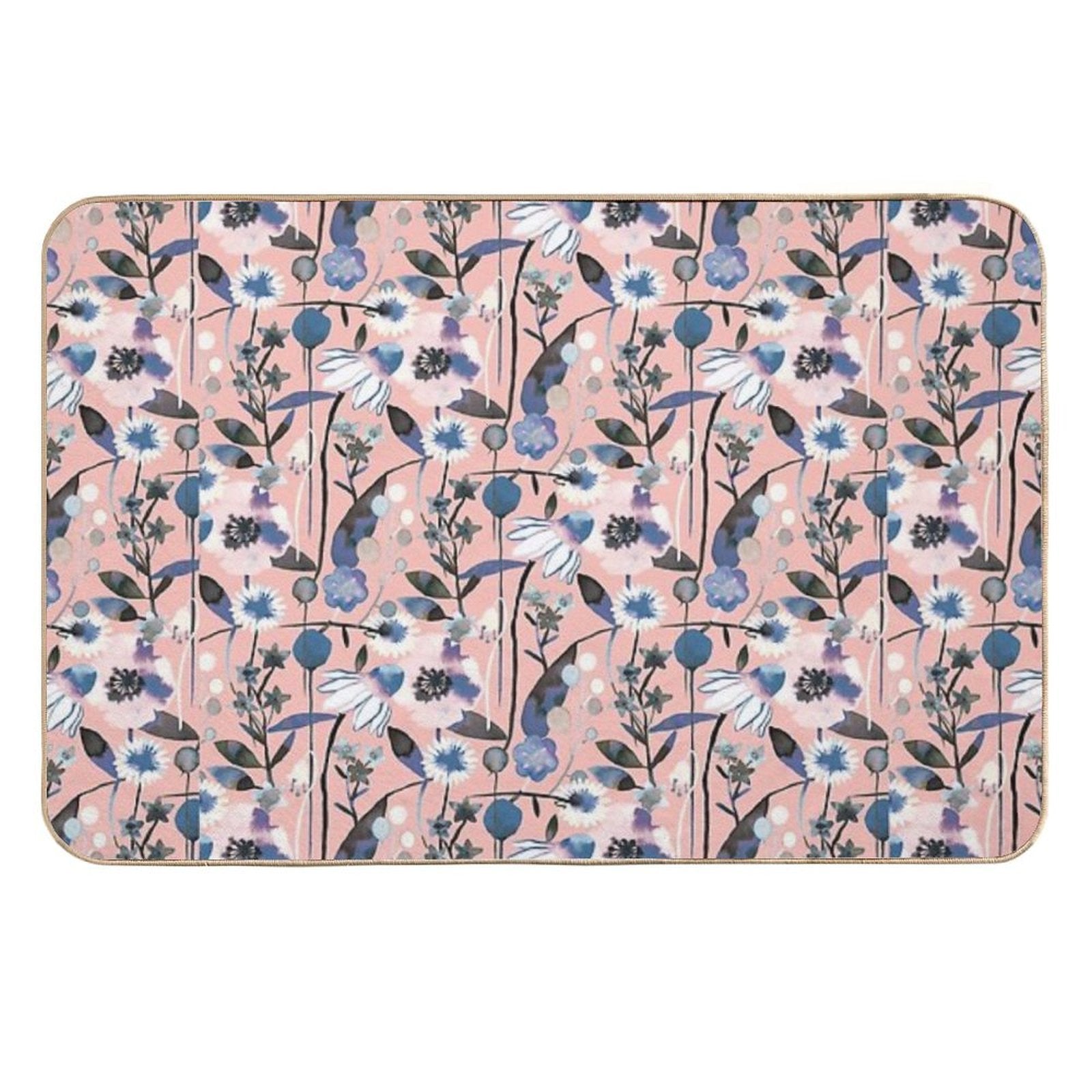 Pink Pastel Flowers Pattern  Repositionable Bath Mat