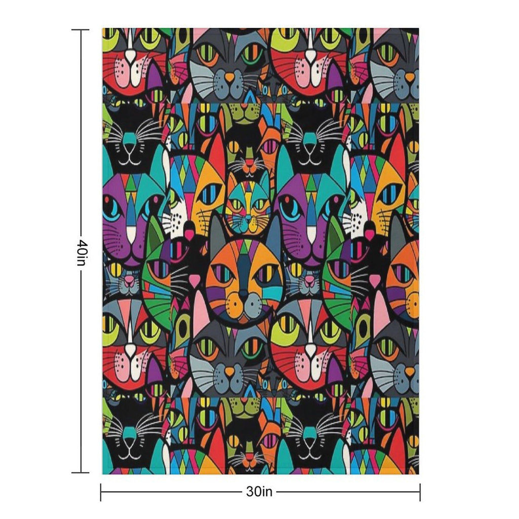Colourful Bold Cat Pattern #3 Gift-ready Throw Blanket